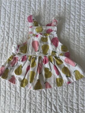 Carter's White Pinafore Dress with Pink and Yellow Pears Denim 3-6 months